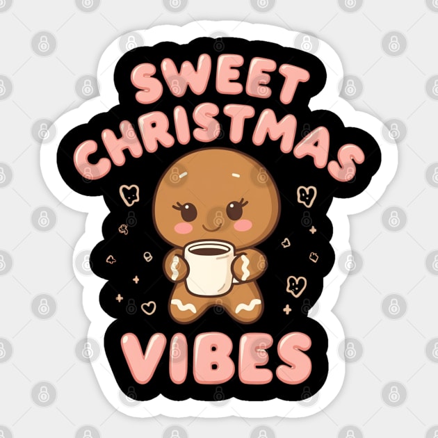 Kawaii Gingerbread Cookie Sweet Christmas Vibes Sticker by Ink Lines
